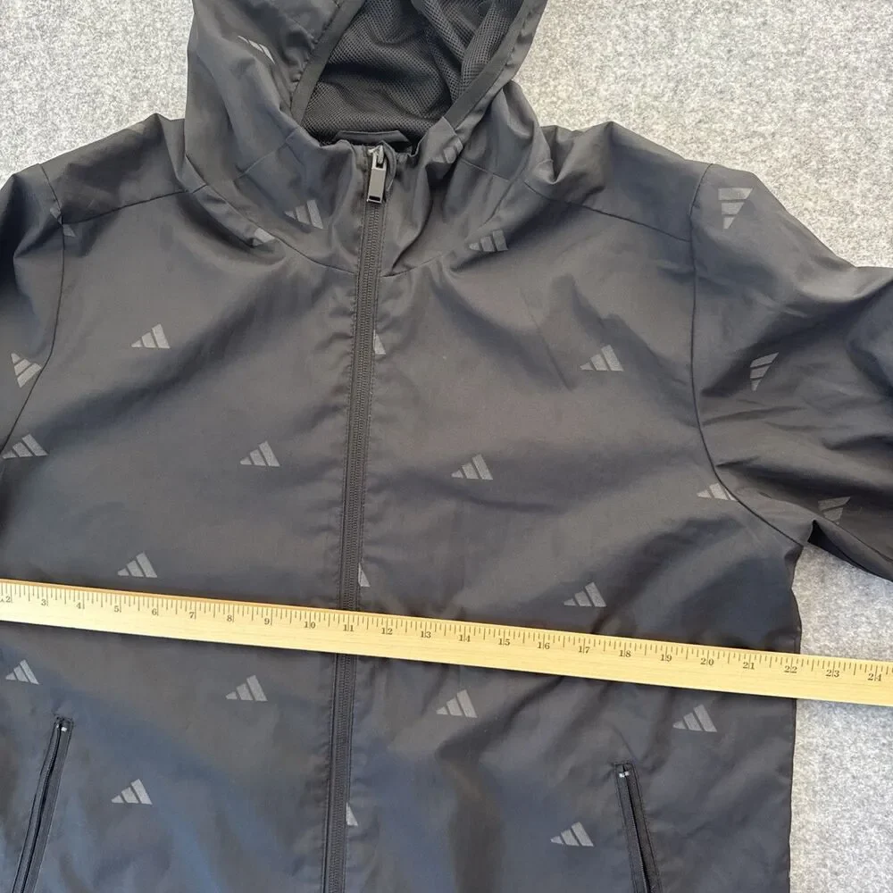 Adidas Men Mono Windbreaker Jacket Size Large Black